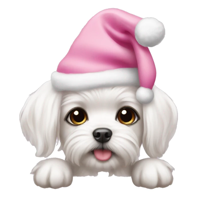 Maltese puppies wearing pink Christmas hats sticker