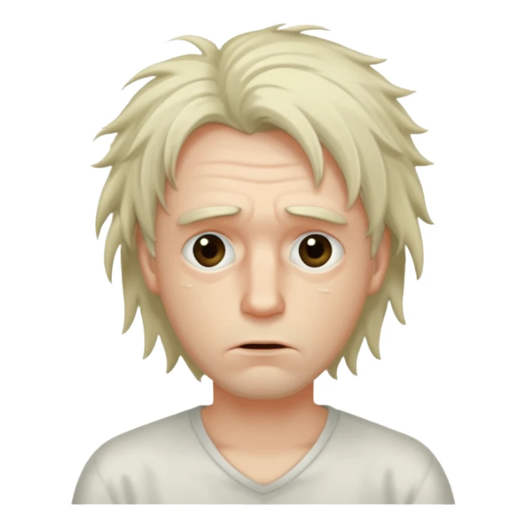 Weak man with disheveled hair sick sticker