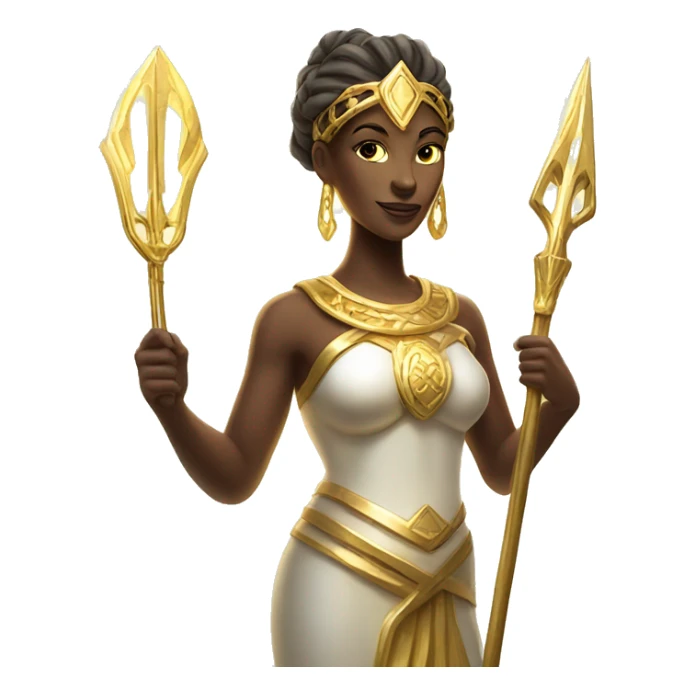 Supreme goddess in luminous bright light holding a trident sticker