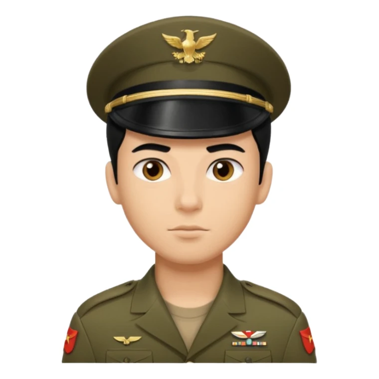 male soldier black hair style sticker