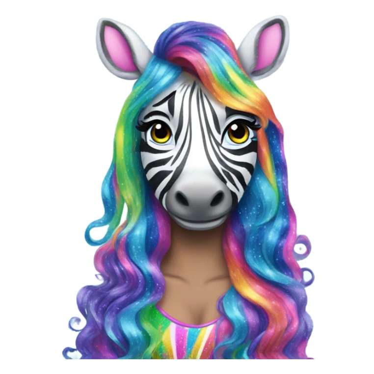 Lisa frank glitter zebra with Long hair sticker