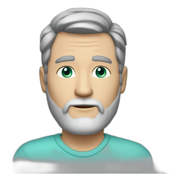 middle-aged white man with beard and black hair with graying. hairstyle with a part on the right side and some upward bangs. greenish blue eyes sticker