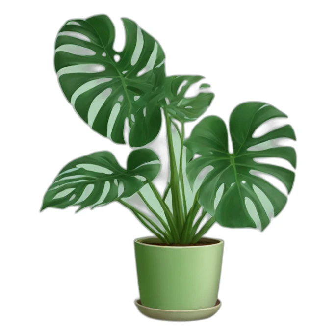 Monstera indoor plant in a sage coloured pot sticker