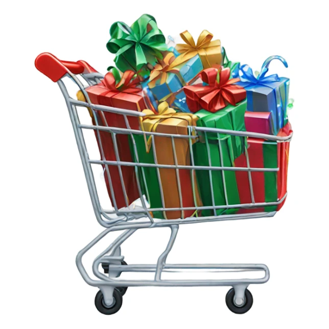 shopping cart wrapped in christmas  lights  sticker