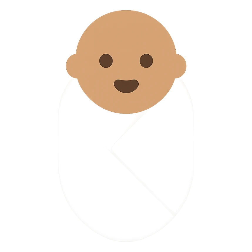 tanned baby wrapped in a white swaddle blanket color icon sticker