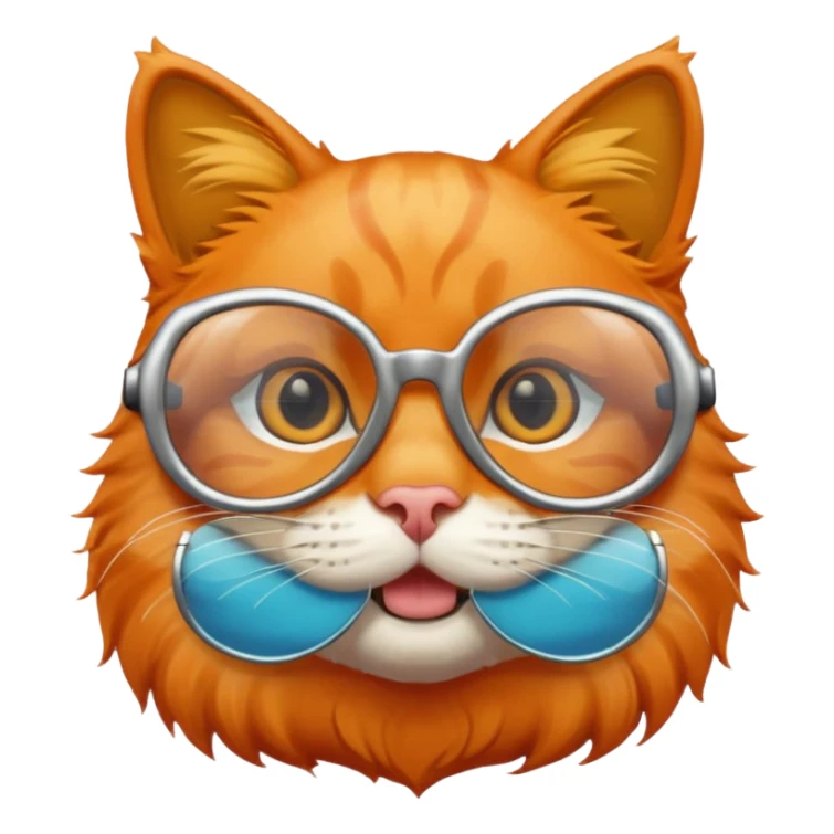orange cat wear swimming glasses sticker