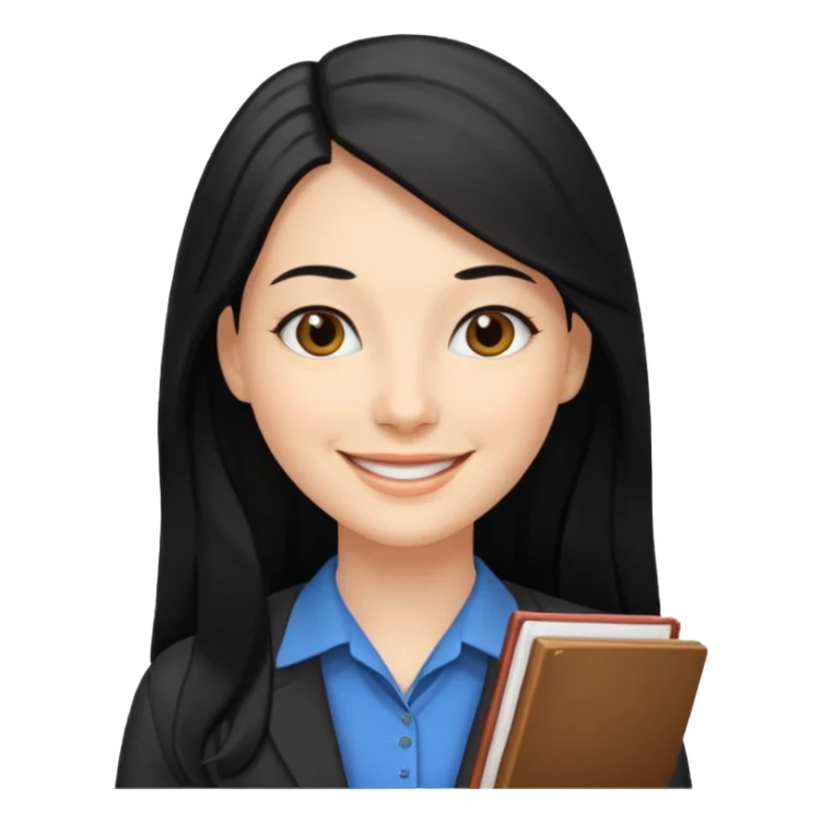 Women, professionals, teachers, black long hair sticker