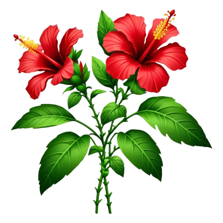 bouquet Hawaiian hibiscus, luxuriant, stem, leaf, bud sticker