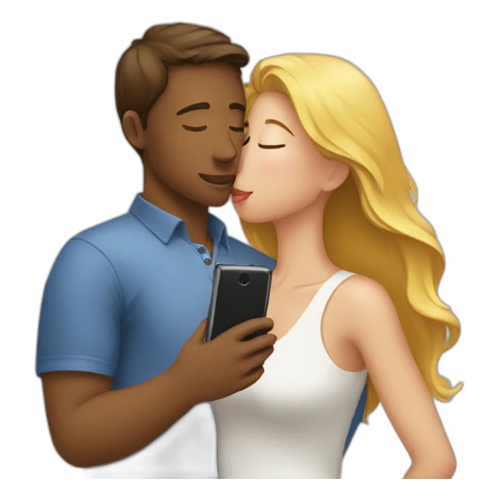 girlfriend kissing a smartphone sticker