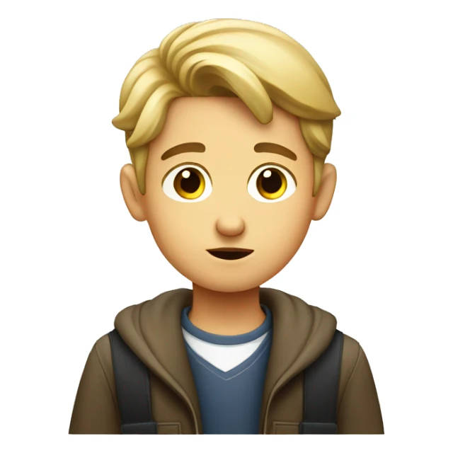 European schoolboy listens attentively sticker