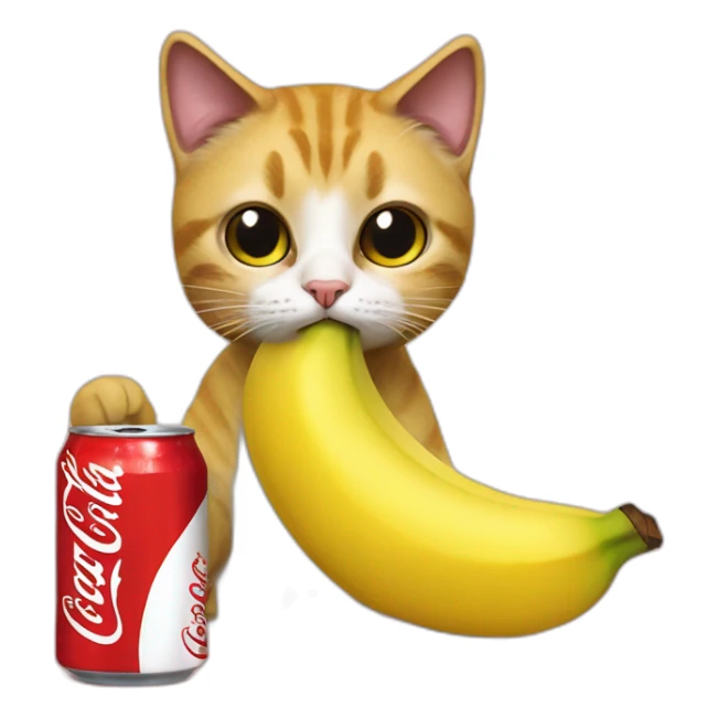 a cat dressed as a banana drinks Coca Cola sticker