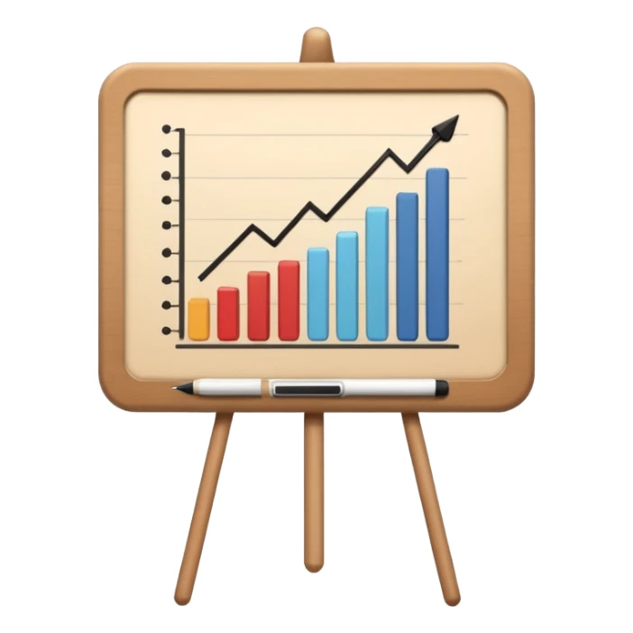 a board with a paper, the paper has bar graph in it, in neutral color sticker