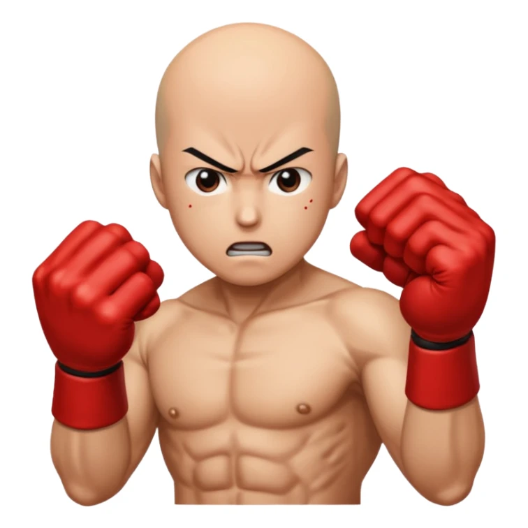 Angry Saitama with his red giant hand punching sticker