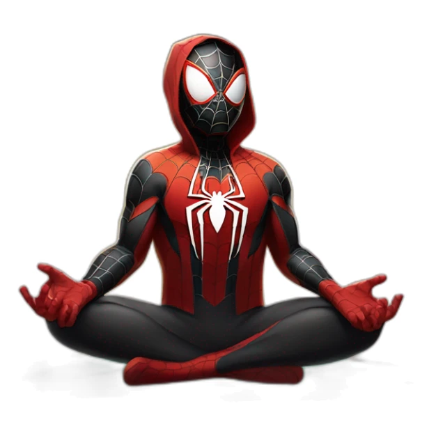 Spiderman Miles morales doing a meditation sticker