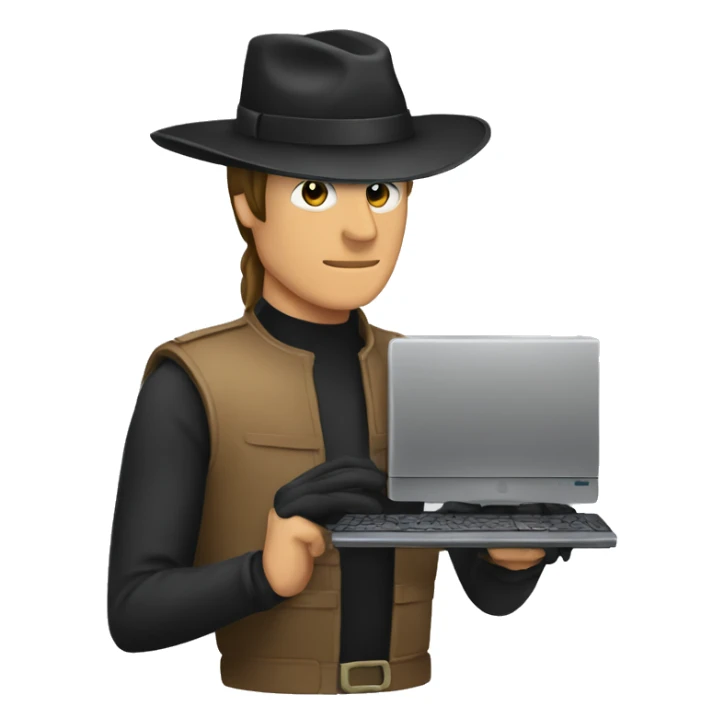 persona trabajando en una computadora con cara de zorro sticker
