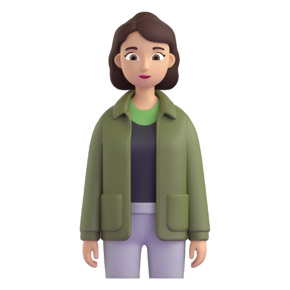 dark olive green jacket over a lighter green top sticker