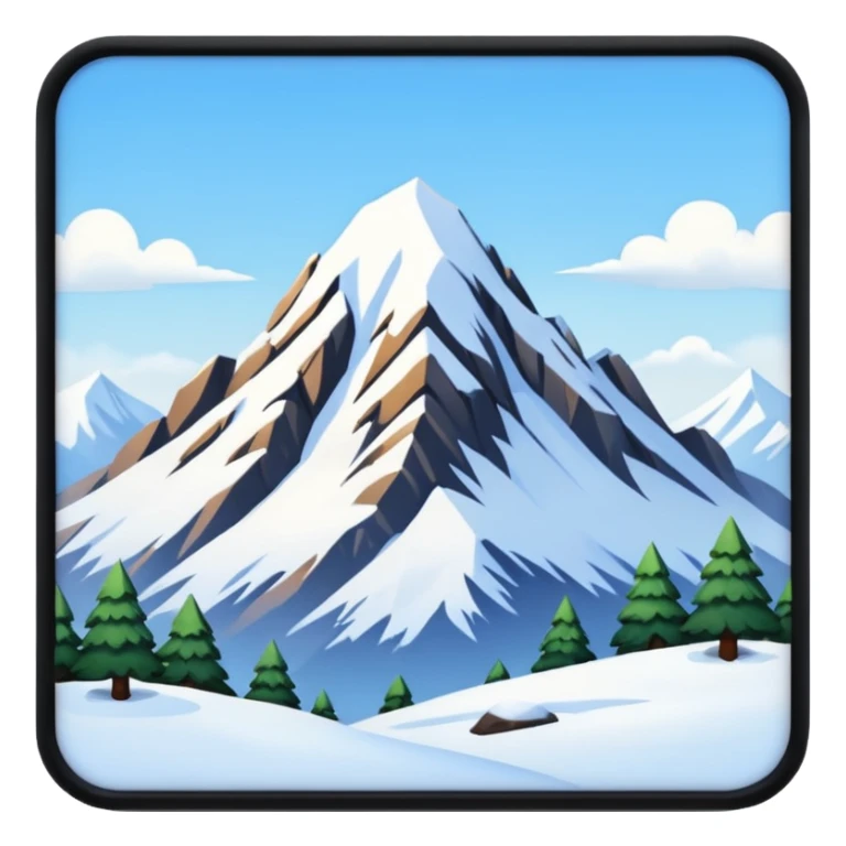 simple painting in a frame with snowing ,ountain sticker