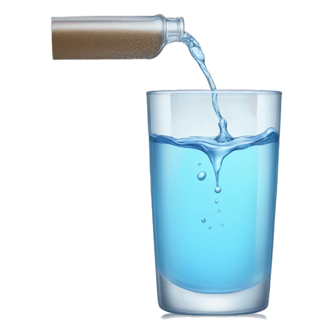 Pouring water from a transparent glass sticker