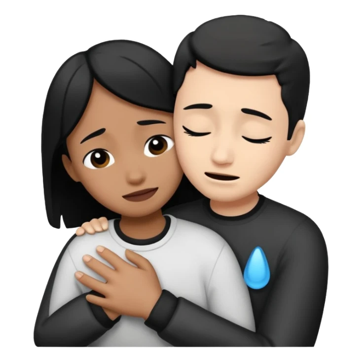 Friendly hug for crying friend mixed black and white  sticker