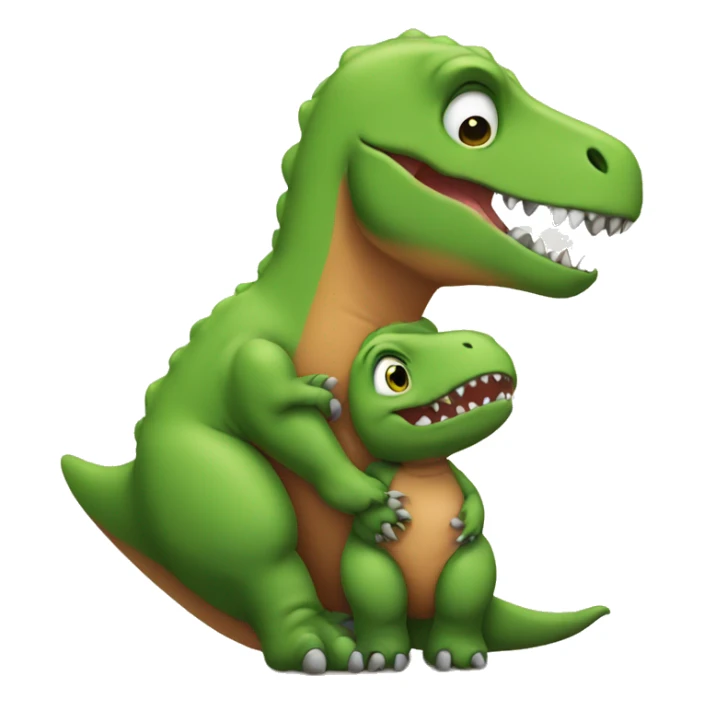 Baby T-Rex hugging his mother sticker