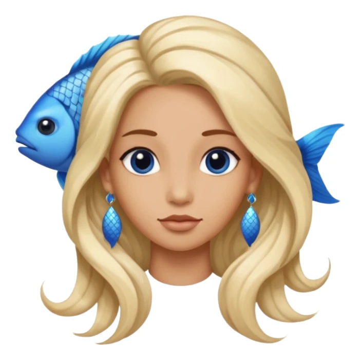 earring  wearing fish with hair sticker