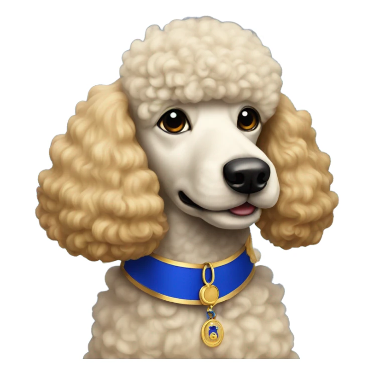 poodle with royal blue and gold collar  sticker