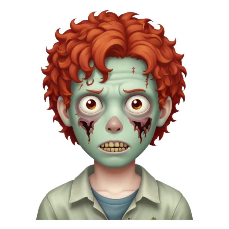 Boy zombie with curly hair red sticker