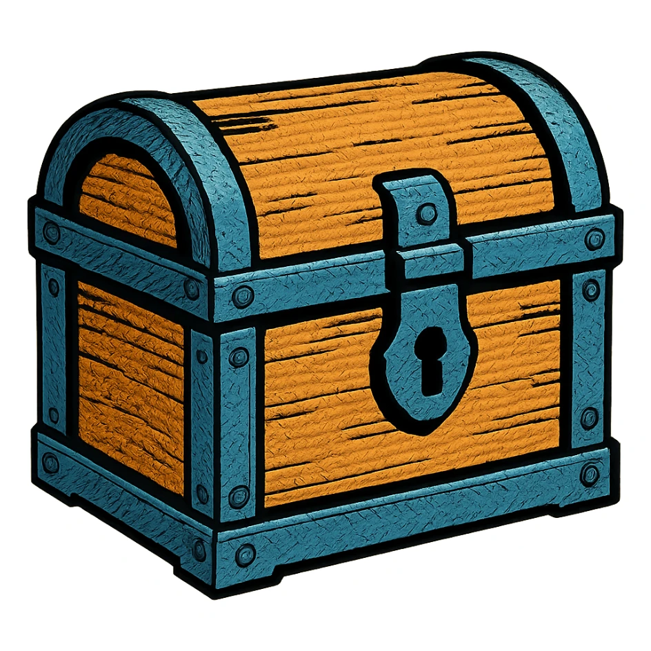a chest, old school comic book style sticker