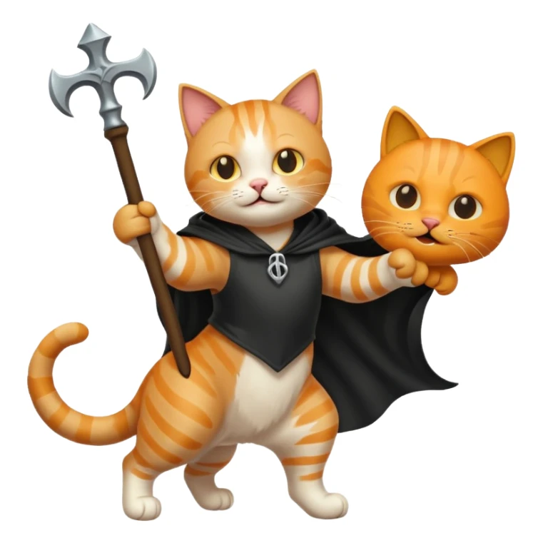 cat defeating grim reaper triumphantly sticker