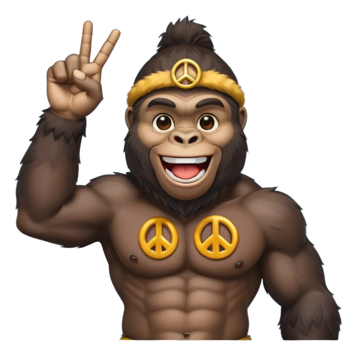 Gorilla that's holding the peace sign and laughing really hard sticker
