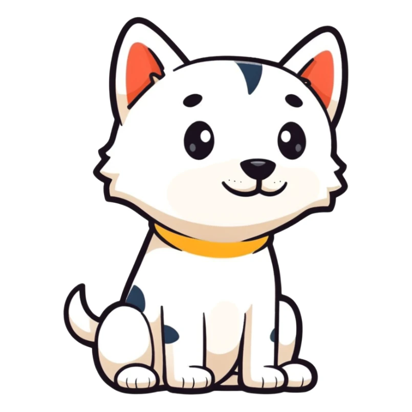 a dog with a half-human body, cartoon sticker style sticker
