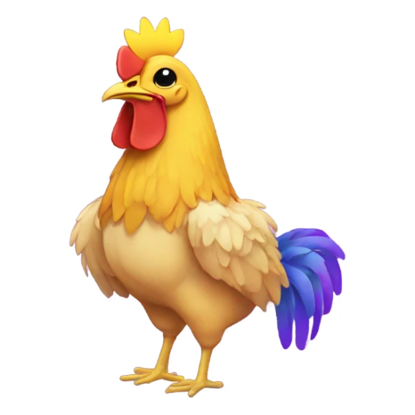 Chicken with Purple Heart holding a sunflower sticker