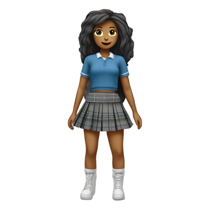 Grey tartan pleated mini skirt, isolated sticker