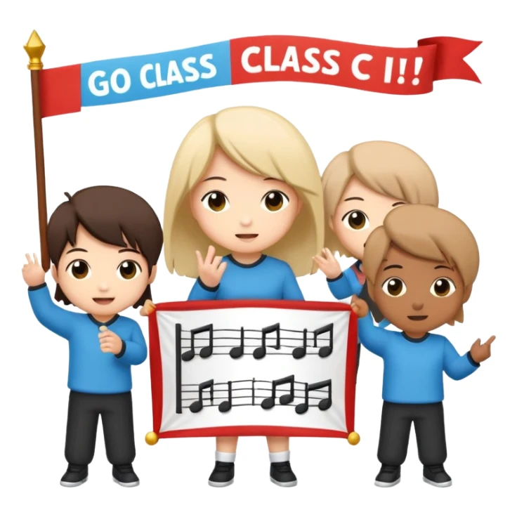 chibi style for students music play, 文案：为二一班打call sticker