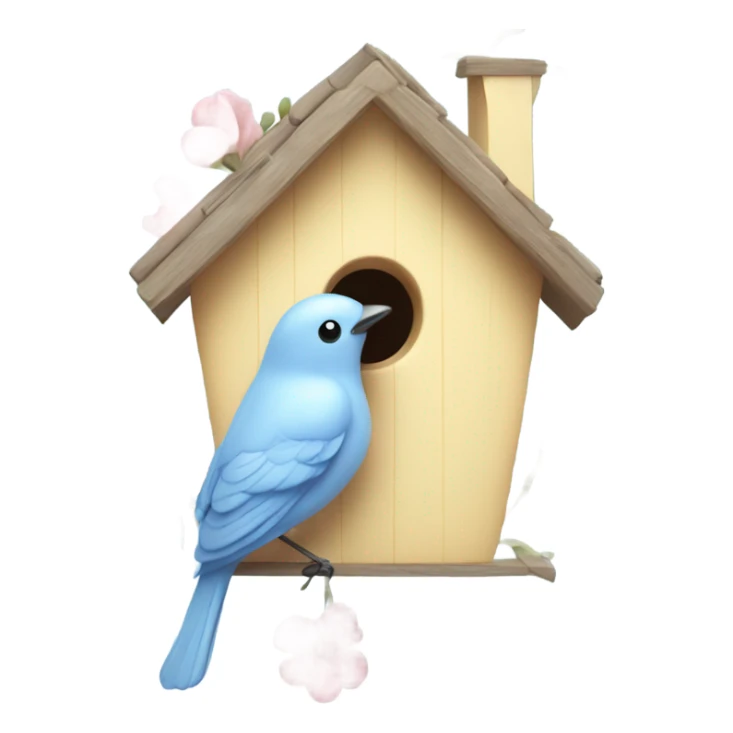 Pastel blue bird house covered in flowers  sticker