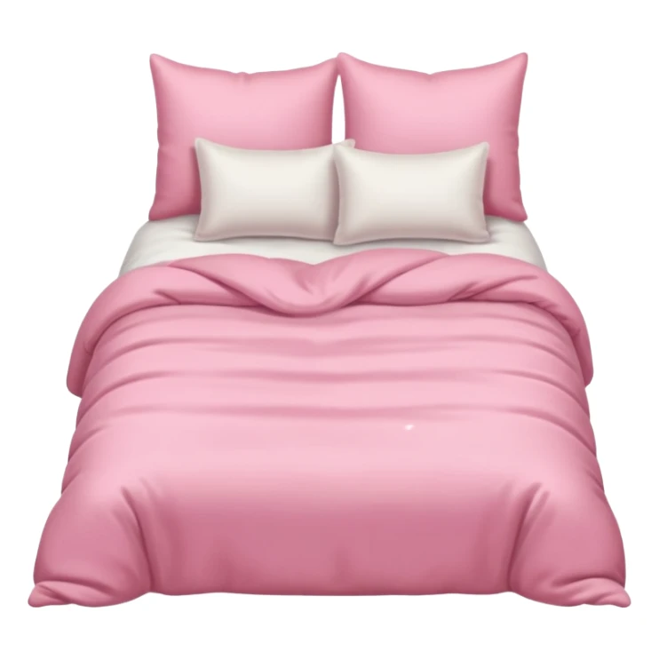 pink cozy bed with soft pillows and a fluffy blanket, neatly made, realistic sticker