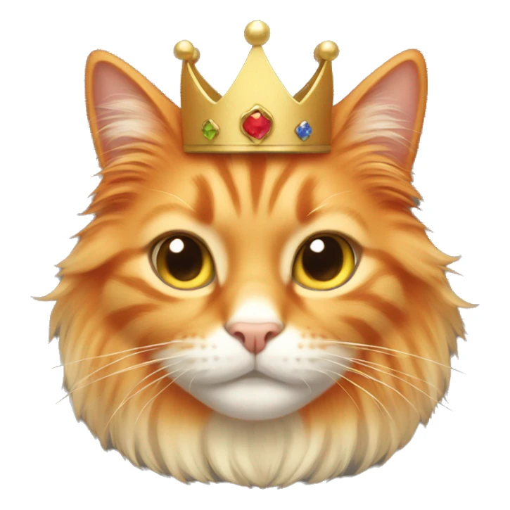Long hair orange cat with cozy crown sticker