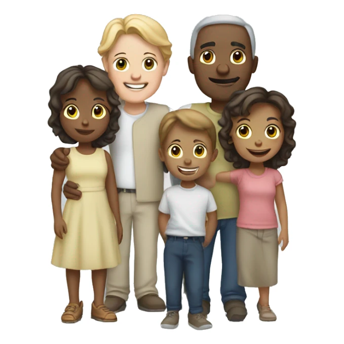 family of 5 white persons sticker