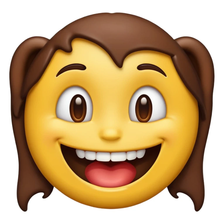 iPhone emoji face smiling with 2 large buckteeth that has chocolate on the teeth sticker