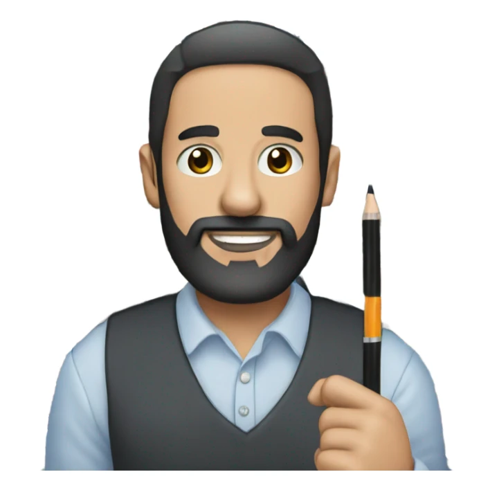 Man with black beard holding 100s of Pens  sticker