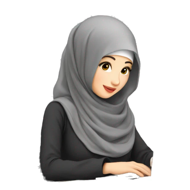 asia-hijab-girl-beautiful-typing-on-computer-portrait  sticker