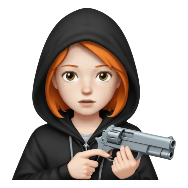 Una persona encapuchada con una pistola sticker