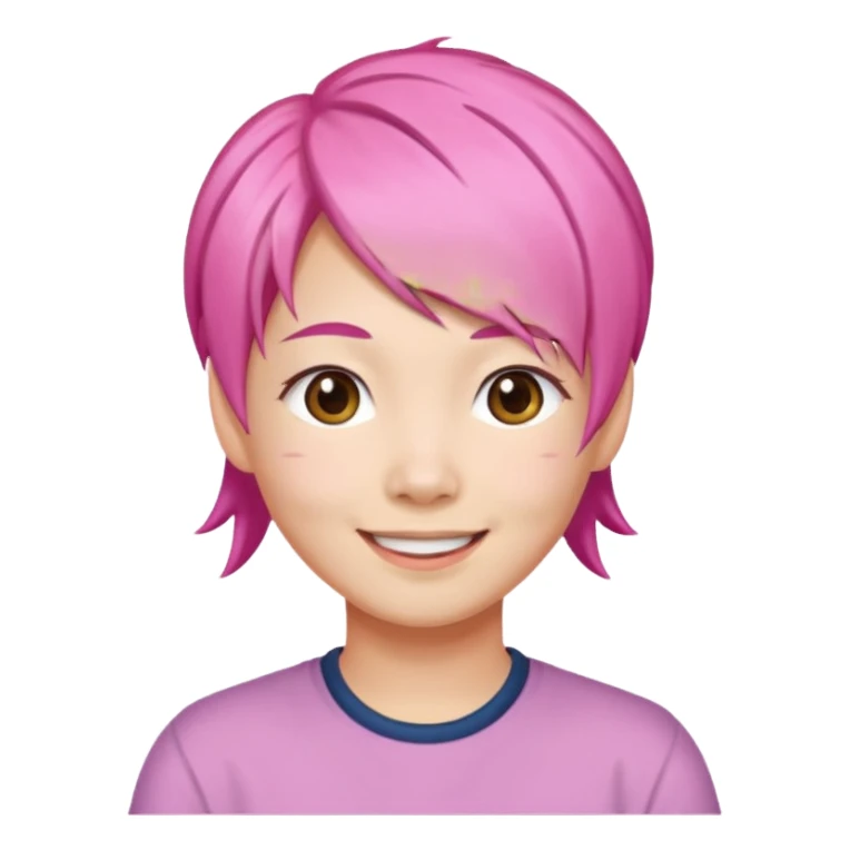 asian emoji face withpink hair  sticker