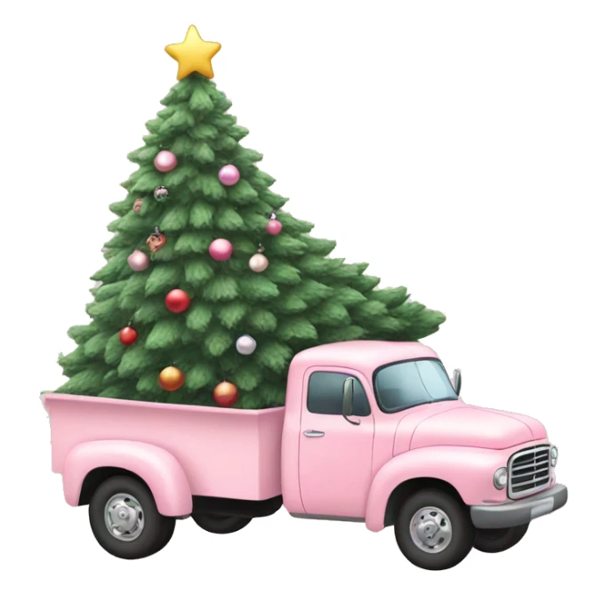 Pastel Pink truck with Christmas tree sticker