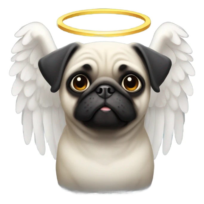 Black Pug with angel wings and halo sticker