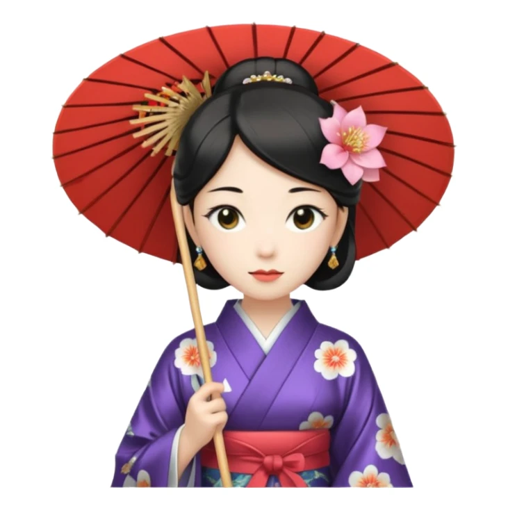 Japanese Princess with paper umbrella sticker