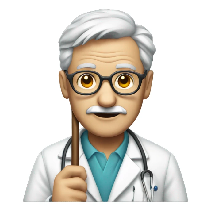 Old male doctor with glasses and holding a cane portrait sticker