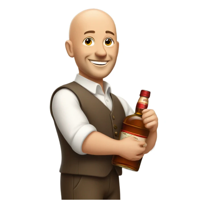 realistic meme of bald man with Glenfarclas sticker