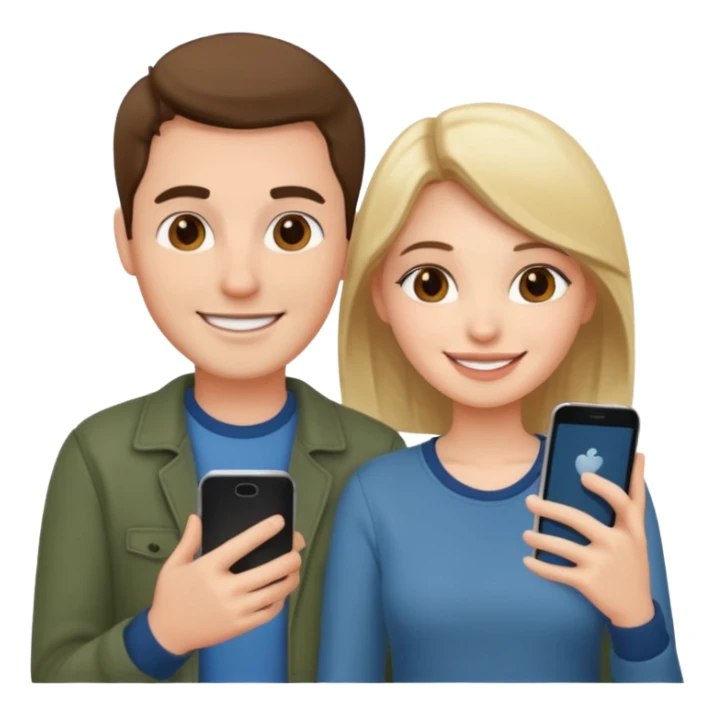 couple photo romantic inside one phone screen  sticker