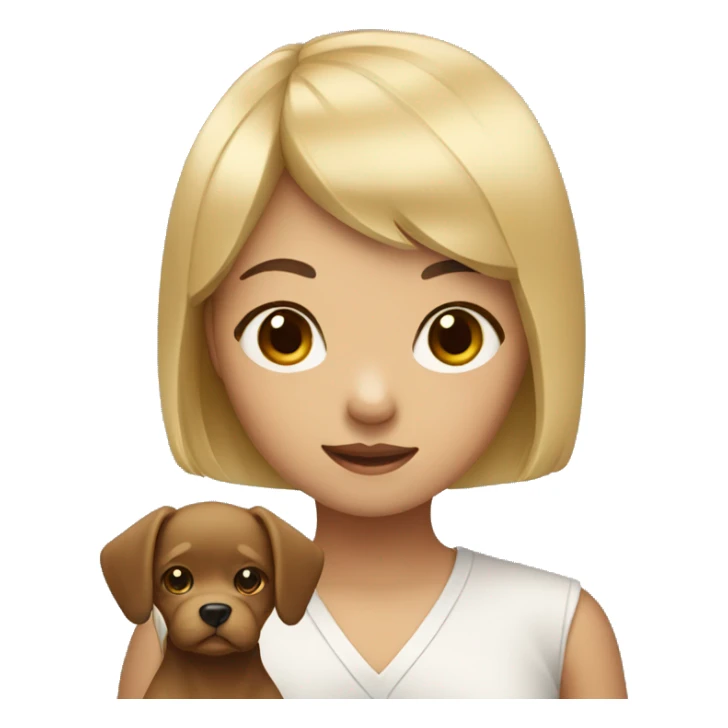 asain girl with bangs holding dog sticker